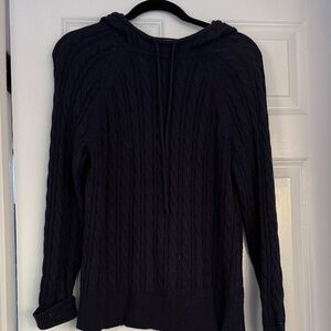 J Crew Navy Cable Knit Women's Hoodie Sweater, size small